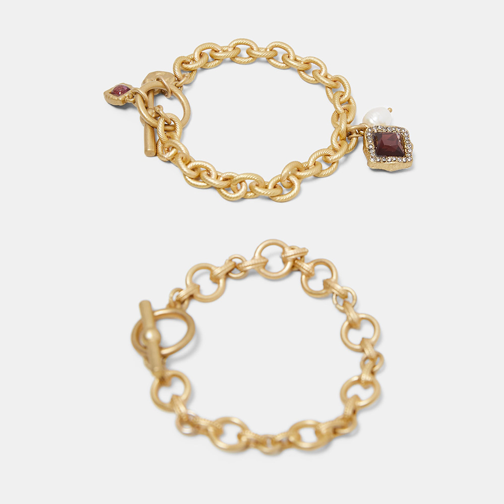 Pack Of 2 Chain Charm Bracelets